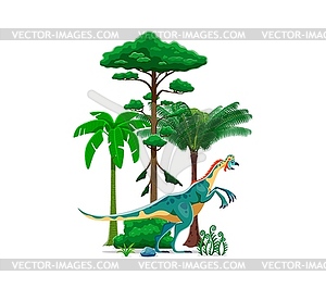 Oviraptor prehistoric dinosaur natural landscape - vector image