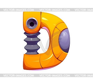 Robot font, cyborg hand type, robotic machine gear - vector clipart
