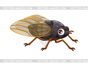 Cartoon cicada insect character with funny face - vector image