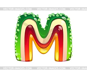 Gummy jelly candy font, cartoon sweet dessert type - vector image