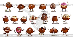 Groovy chocolate candy and sweets characters - vector clipart