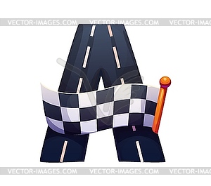 Car racing sport font racing track flag letter A - vector clip art