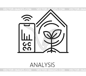 Mobile crop analysis, robot smart farm line icon - vector clipart