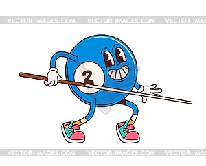 Billiard blue ball sport groovy cute character - stock vector clipart