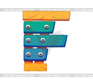 Cartoon musical font letter F resemble xylophone - vector clipart