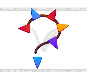 Cartoon circus font, question mark as flag garland - vector image
