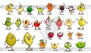 Groovy tropical fruit and berry characters - vector image
