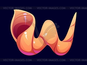 Reef seashell font, coral alphabet letter W - vector clipart