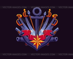 Heraldic ship anchor with pirate sabres, swords - vector clip art