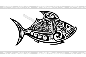 Polynesia Maori tribe rockfish animal tattoo - vector clipart
