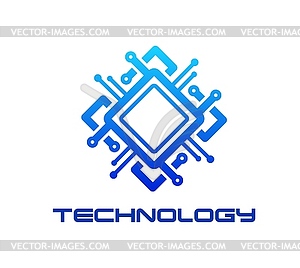 Computer chip, AI technology icon computer chipset - vector clipart