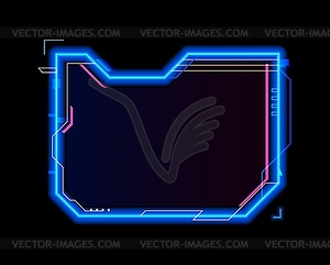 Neon game frame asset, hud interface template - royalty-free vector clipart