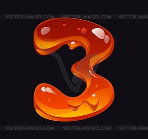 Sweet honey font, amber alphabet digit 3 three - vector clipart / vector image