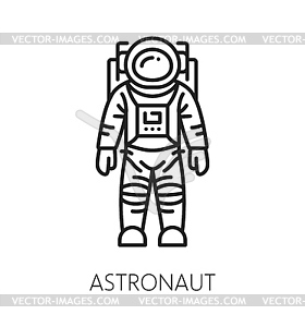 Space astronaut spacesuit and galaxy line icon - vector image