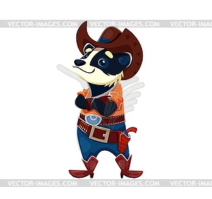 Cartoon Wild West animal cowboy or raccoon sheriff - vector image