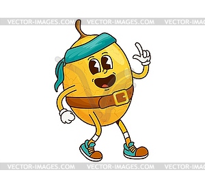 Cartoon groovy tropical fruit pirate character - vector image