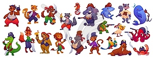 Cartoon funny animal pirate corsair characters - vector clipart / vector image