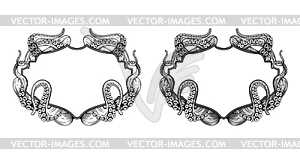 Vintage frame borders with octopus tentacles - vector clip art