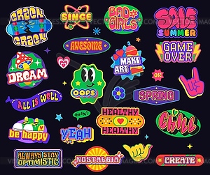 Y2k retro funky groovy stickers and labels patch - vector clipart