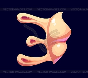 Sea Seashell font, coral alphabet digit 3 three - vector clip art
