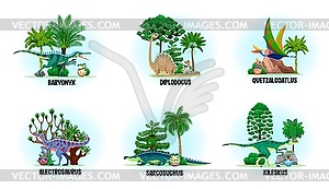 Cartoon prehistoric mother dinosaur with dino eggs - vector image