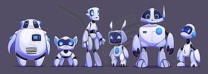 Мультяшные футуристические животные-роботы-талисманы - изображение векторного клипарта