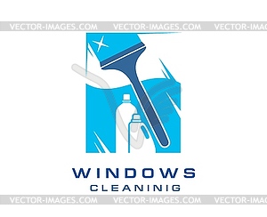 Window cleaning service icon with squeegee - vector clipart