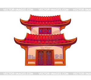 Asian building, cartoon Chinese house or tower - vector clip art