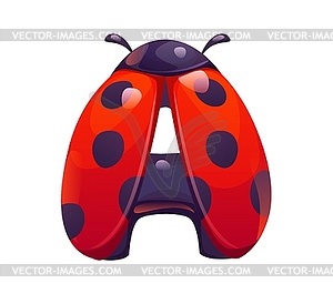 Ladybug cartoon font typeset letter A - vector clipart