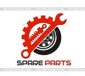 Auto mechanic, car spare parts business icon - vector image
