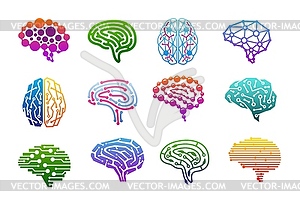 Human brain icons, mind and creative idea concept - vector clip art