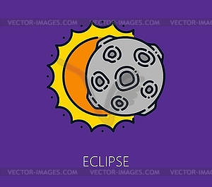 Space astronomy solar eclipse color line icon - color vector clipart