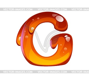 Honey font typeset, dripping nectar letter G - vector clip art