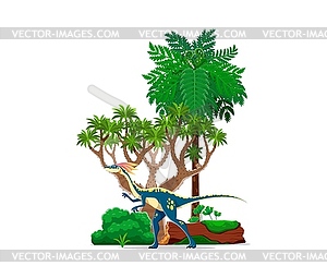 Compsognathus prehistoric dinosaur in jungle - vector image