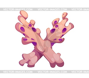Cartoon underwater font ocean corals letter X - vector clip art