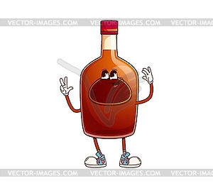 Rum alcohol drink bottle groovy cheerful character - vector clipart