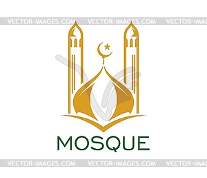 Ramadan Muslim mosque icon with two minarets, - vector clipart