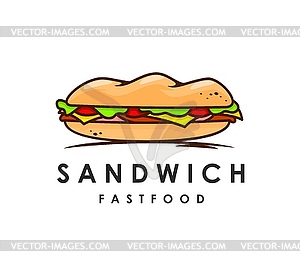 Fast food takeaway sandwich icon or sign - vector image