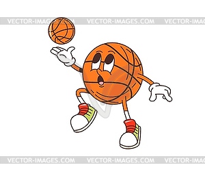 Basketball ball sport groovy funny character - color vector clipart