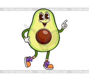 Avocado half with seed groovy cheerful character - vector image