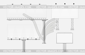 Outdoor billboard, street media panels 3d mockups - vector clipart
