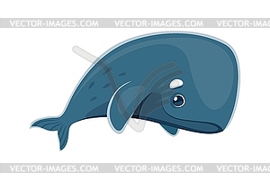 Cartoon whale character, sea underwater animal - vector clipart