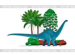 Dinosaur, cartoon prehistoric lizard Brontosaurus - vector clipart