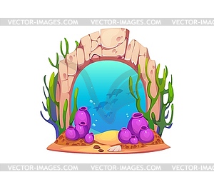Game magic portal, underwater sea gate or door - vector clip art