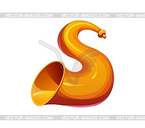 Cartoon musical font letter S as brass horn - royalty-free vector clipart