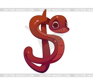 Dollar sign as cute snake kids animal alphabet, - vector clipart