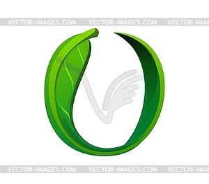 Tree green leaf font, tree typeset digit 0 zero - vector image