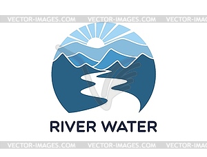 River water road path icon landscape emblem - vector image