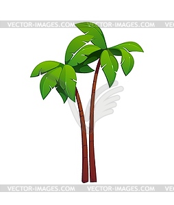 Cartoon palm trees with curved brown trunks - vector image