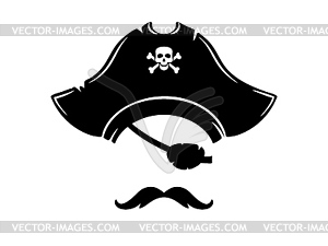 Photo booth black mask of pirate captain or sailor - vector image